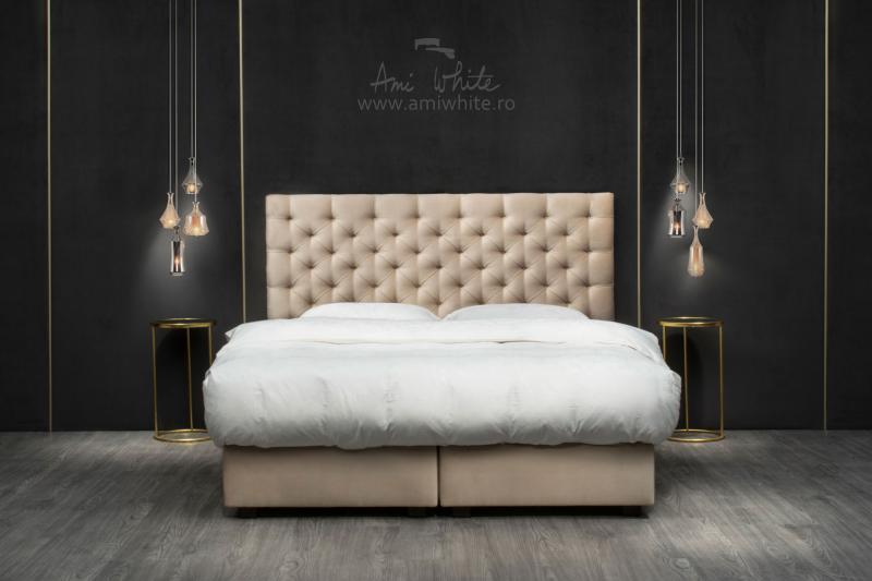 Pat tapițat BoxSpring ROYAL CREAM 