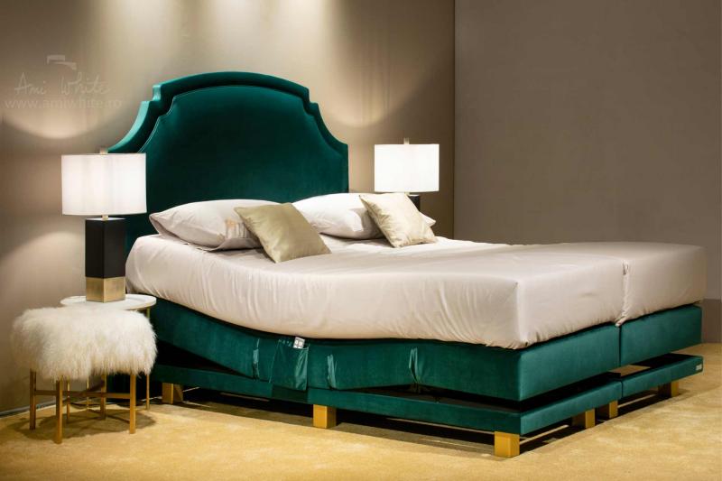 Pat tapițat BoxSpring GREEN BOSTON