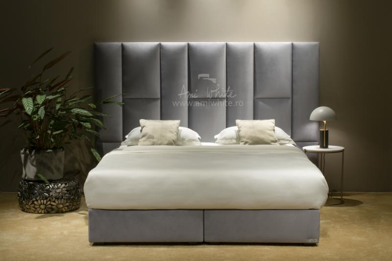 Pat tapițat BoxSpring GRAY CHOCOLATE