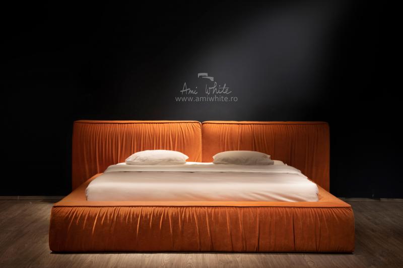 Pat tapițat BoxSpring ORANGE SHARPEI 