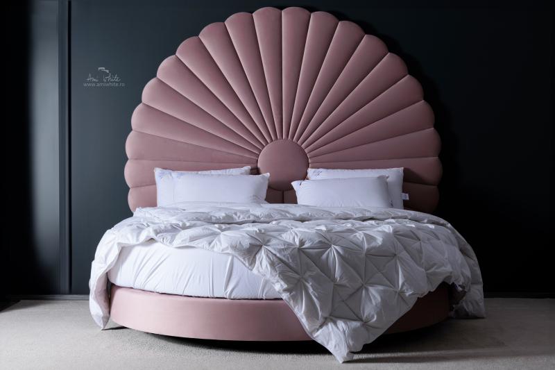 Pat tapițat BoxSpring POWDER PINK SUNSHINE 