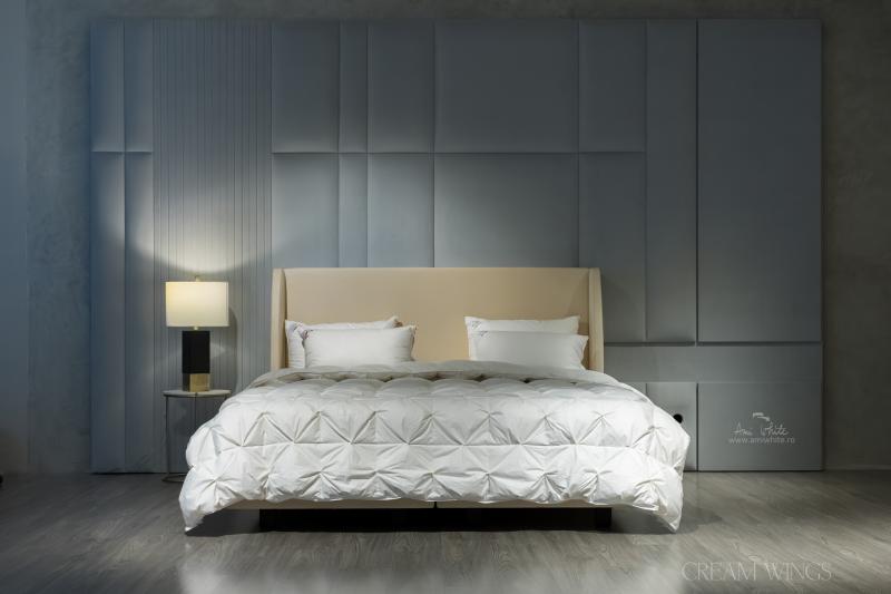 Pat tapițat BoxSpring CREAM WINGS