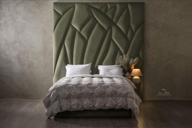 Pat tapițat BoxSpring GREEN LEAVES