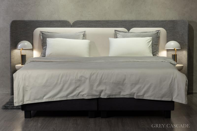 Pat tapițat BoxSpring GREI CASCADE